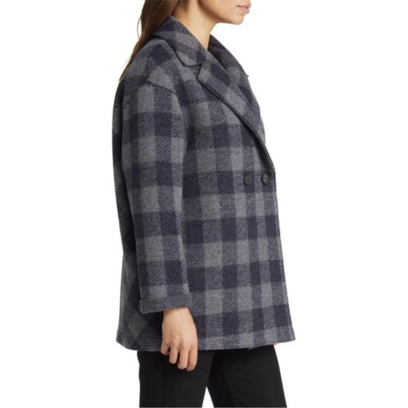 HARRIS WHARF LONDON  Plaid Virgin Wool Coat In Blue / Grey SZ IT 38 (XS/S) - Picture 3 of 6